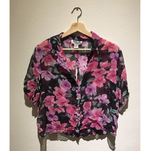 Robbie Bee Silk Floral Pink and Black Top - Picture 2 of 8